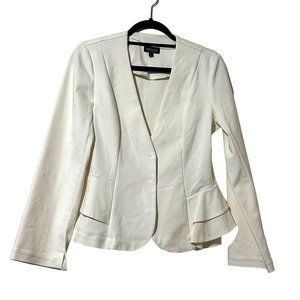 Topshop women's size 10 ivory cropped peblem snap front top jacket NYE holidays